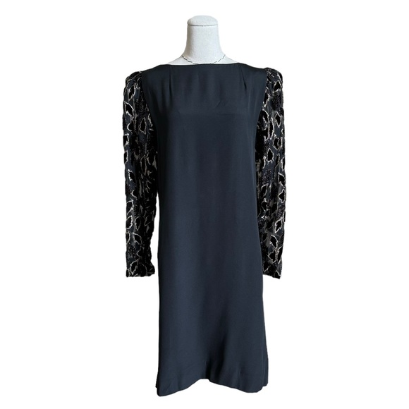 Vintage 60s Bergdorf Goodman Black & Gold Dress Classic Elegant Couture - Picture 2 of 14